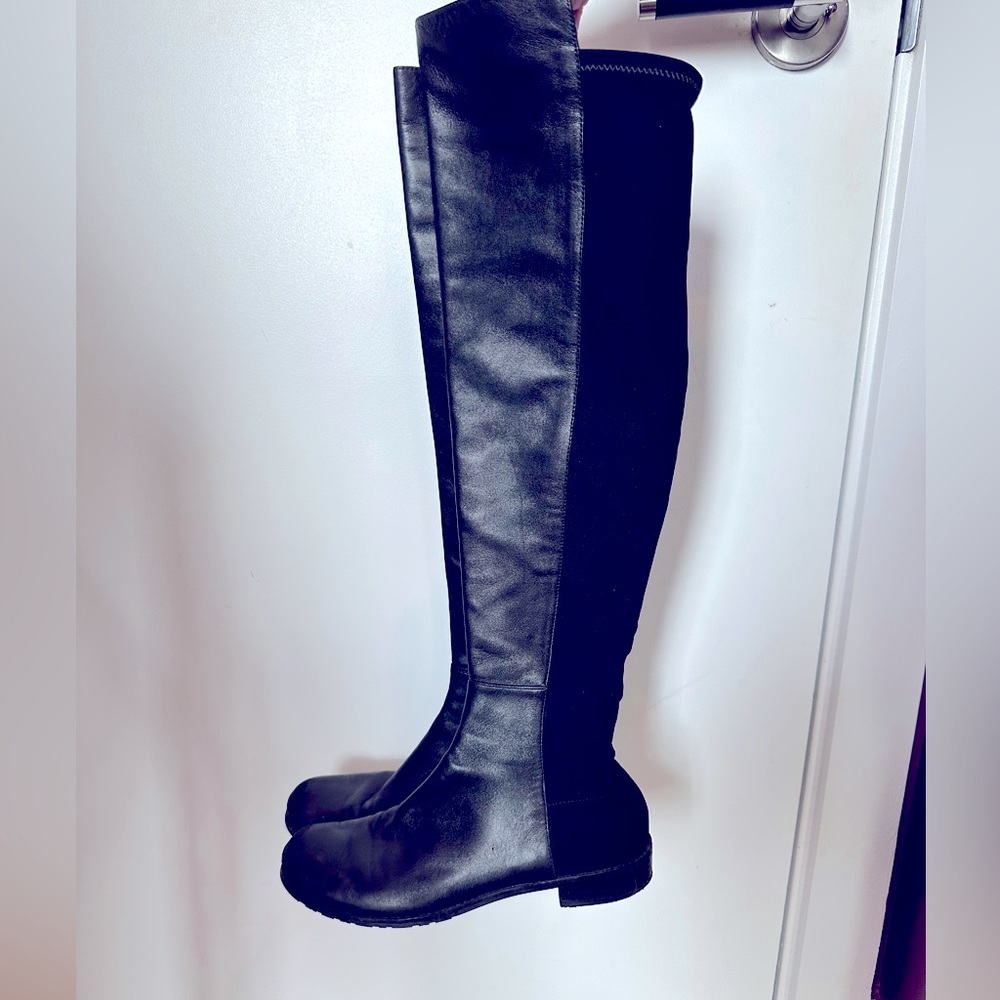 Classic Stuart Weitzman black leather 50/50 boots